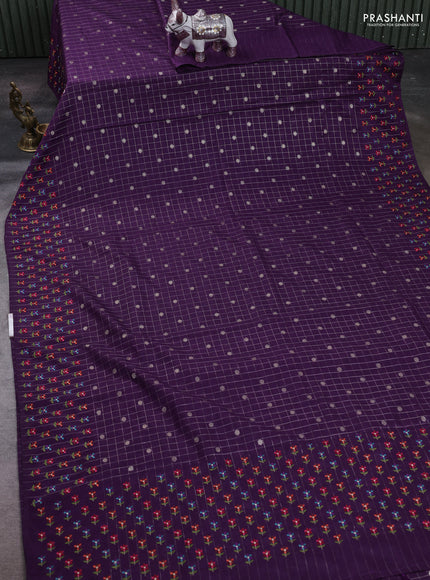 Purple Semi Tussar Saree - Embroidery