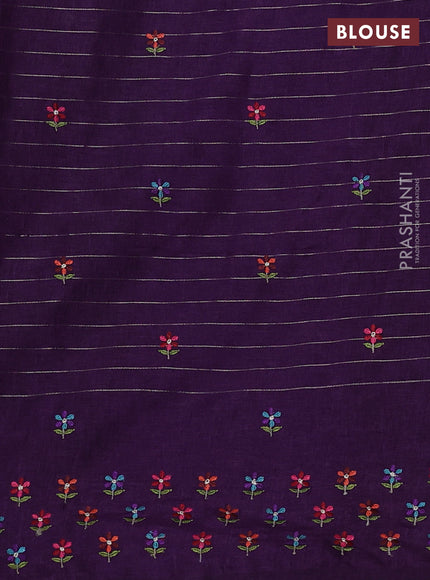 Purple Semi Tussar Saree - Embroidery