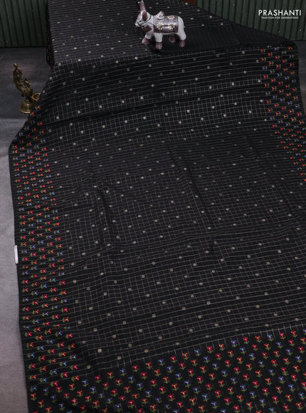 Black Semi Tussar Saree - Embroidery