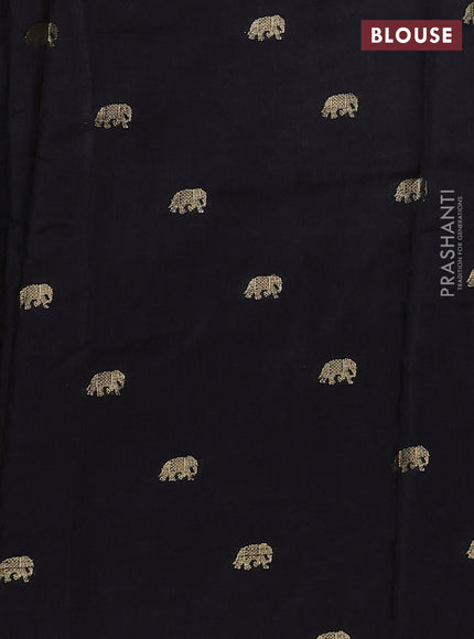 Black Semi Tussar Saree - Embroidery