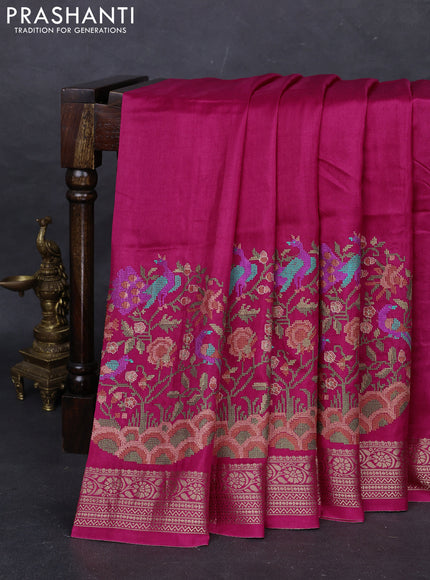 Pink Semi Tussar Saree - Embroidery