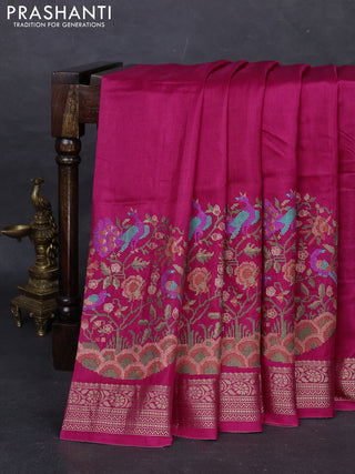 Pink Semi Tussar Saree - Embroidery