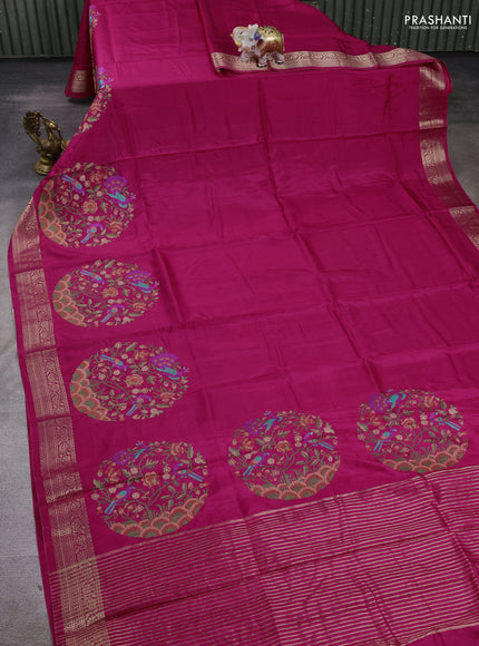 Pink Semi Tussar Saree - Embroidery