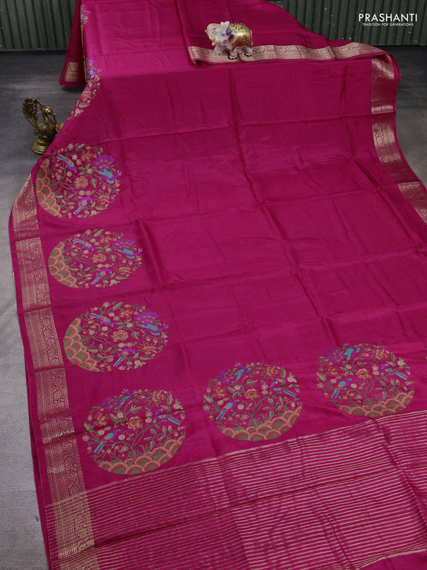 Pink Semi Tussar Saree - Embroidery