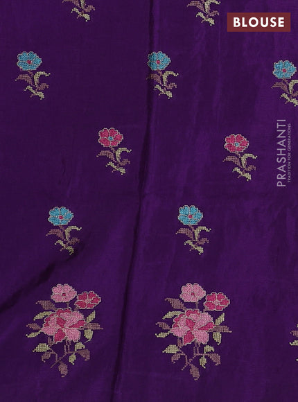 Violet Semi Tussar Saree - Embroidery
