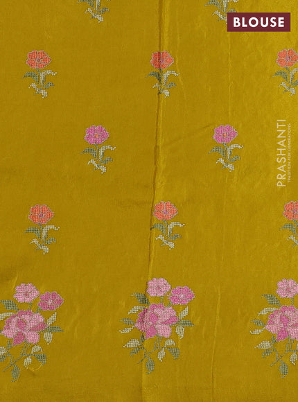 Mustard Semi Tussar Saree - Embroidery