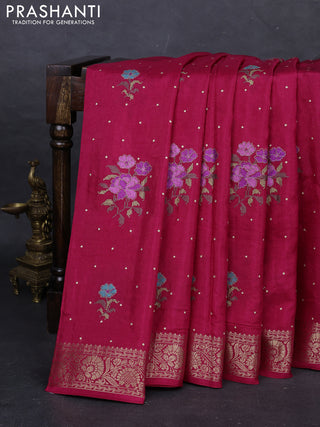 Pink Semi Tussar Saree - Embroidery