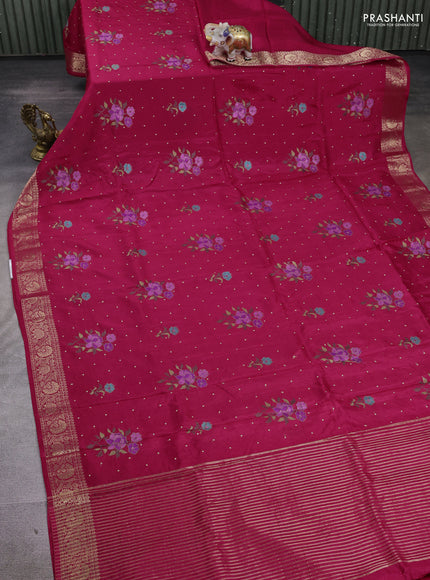 Pink Semi Tussar Saree - Embroidery