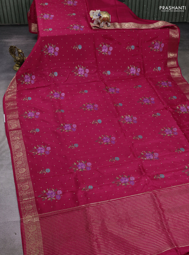 Pink Semi Tussar Saree - Embroidery