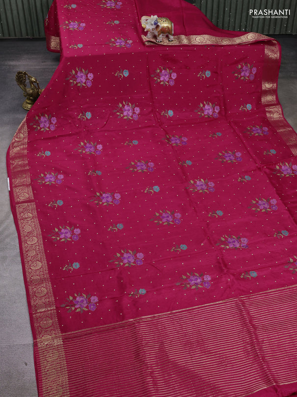 Pink Semi Tussar Saree - Embroidery
