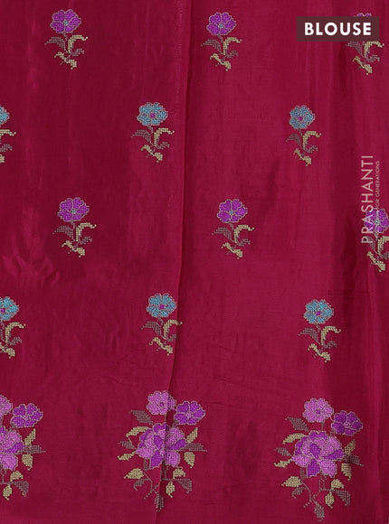 Pink Semi Tussar Saree - Embroidery