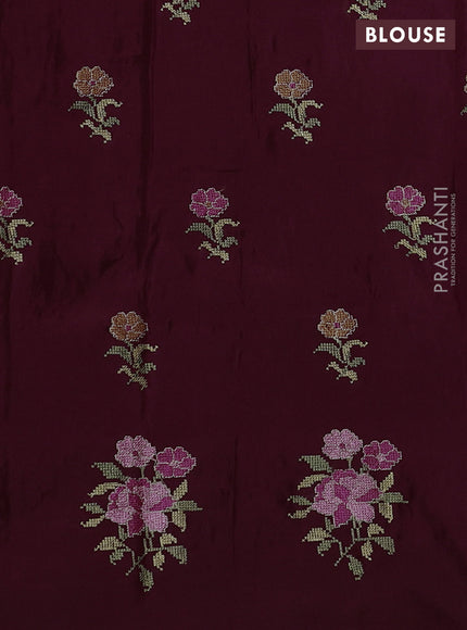Wine  Semi Tussar Saree - Embroidery