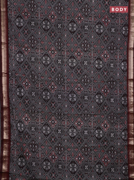 Black & Maroon Semi Maheshwari Cotton Saree