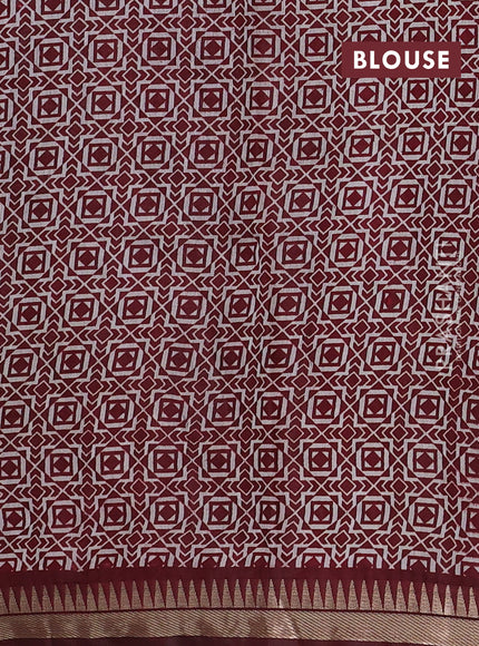 Black & Maroon Semi Maheshwari Cotton Saree