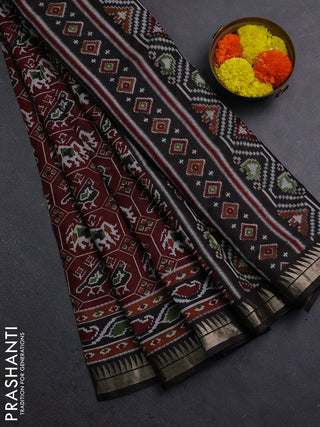 Maroon & Black Semi Maheshwari Cotton Saree