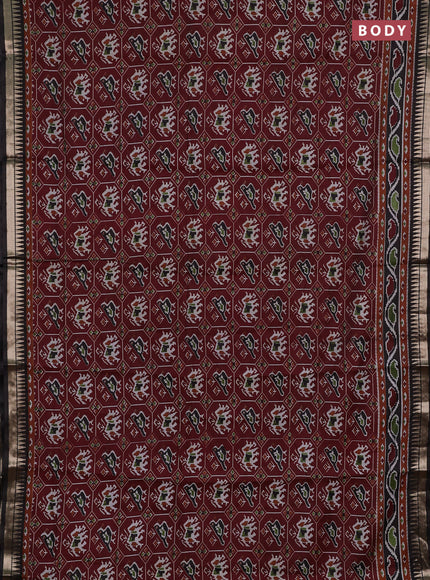 Maroon & Black Semi Maheshwari Cotton Saree