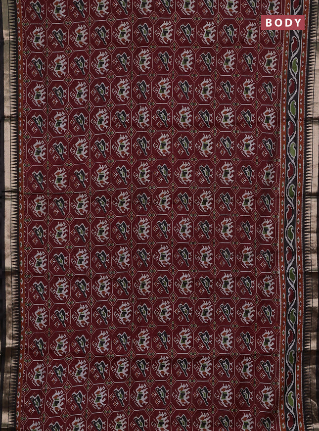 Maroon & Black Semi Maheshwari Cotton Saree
