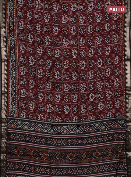 Maroon & Black Semi Maheshwari Cotton Saree