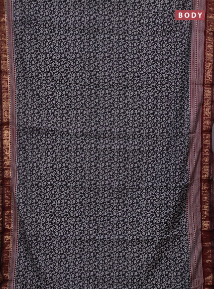 Black & Maroon Semi Maheshwari Cotton Saree