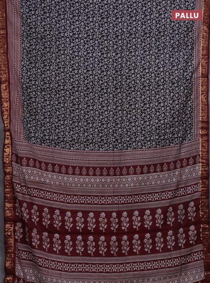 Black & Maroon Semi Maheshwari Cotton Saree