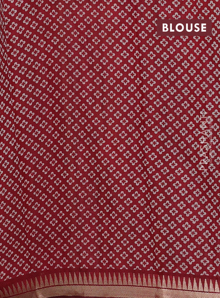 Mustard Yellow & Maroon Semi Maheshwari Cotton Saree