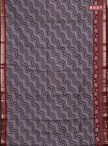 Blue & Maroon Semi Maheshwari Cotton Saree