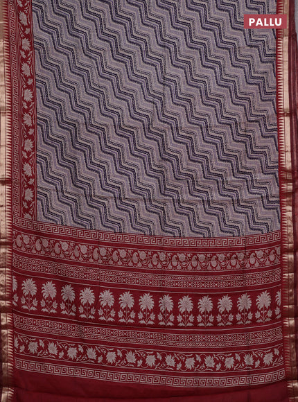 Blue & Maroon Semi Maheshwari Cotton Saree