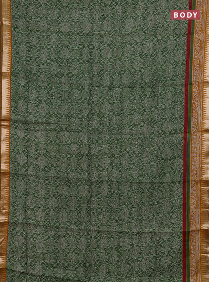 Green & Mustard Yellow Semi Maheshwari Cotton Saree
