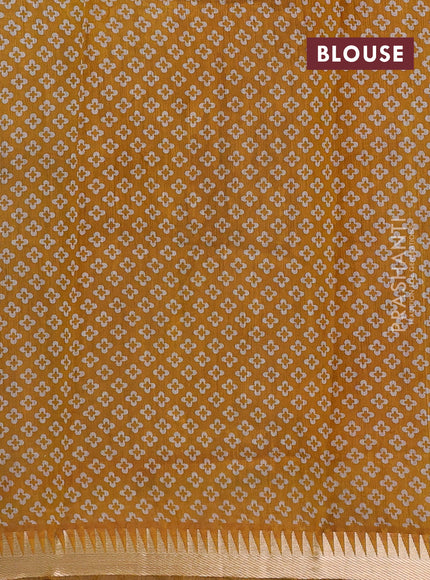 Green & Mustard Yellow Semi Maheshwari Cotton Saree