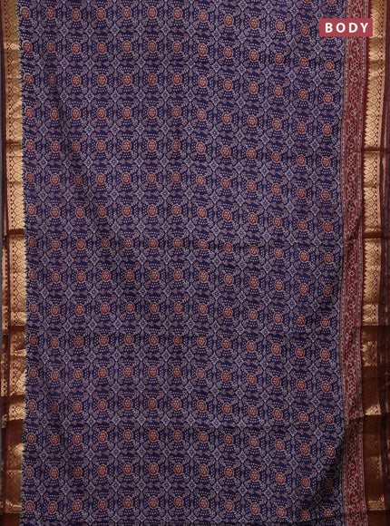 Blue & Maroon Semi Maheshwari Cotton Saree