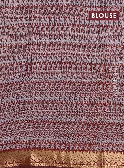 Blue & Maroon Semi Maheshwari Cotton Saree