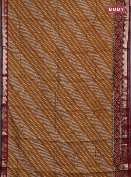 Mustard Yellow & Maroon Semi Maheshwari Cotton Saree