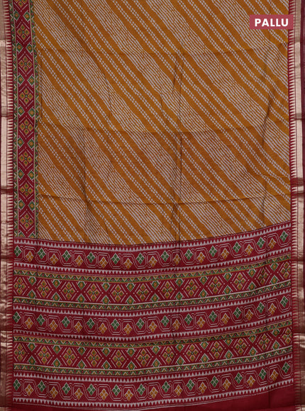 Mustard Yellow & Maroon Semi Maheshwari Cotton Saree