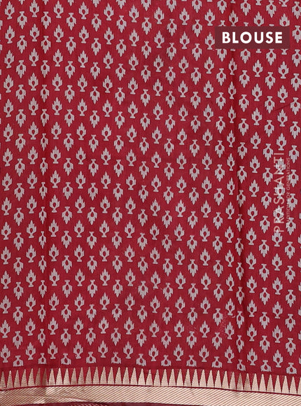 Mustard Yellow & Maroon Semi Maheshwari Cotton Saree