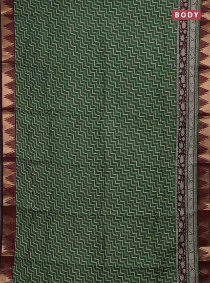 Green & Maroon Semi Maheshwari Cotton Saree
