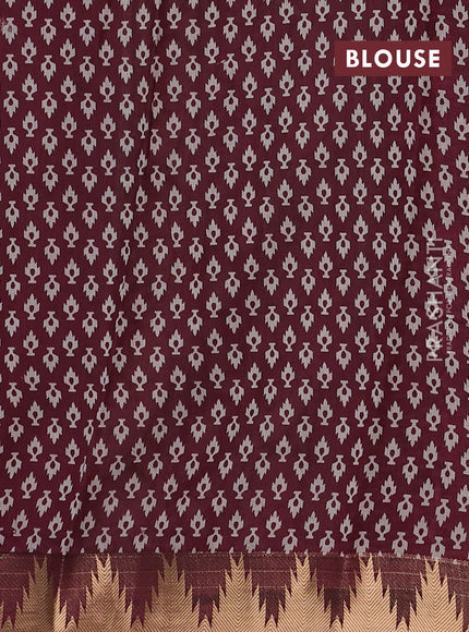 Green & Maroon Semi Maheshwari Cotton Saree