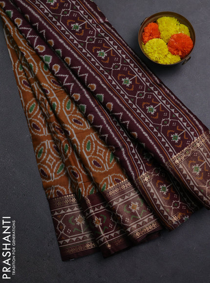 Mustard Yellow & Maroon Semi Maheshwari Cotton Saree