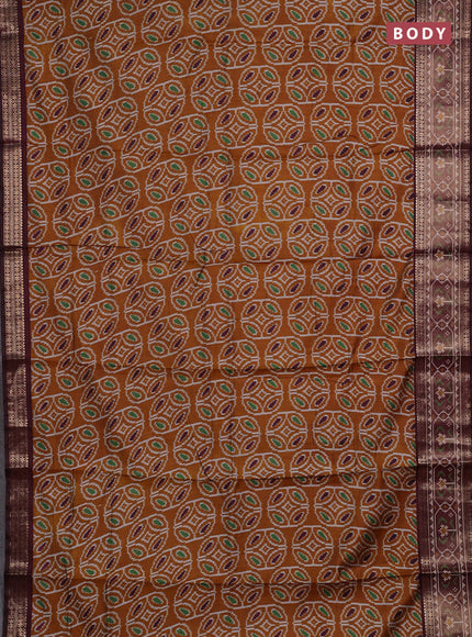 Mustard Yellow & Maroon Semi Maheshwari Cotton Saree
