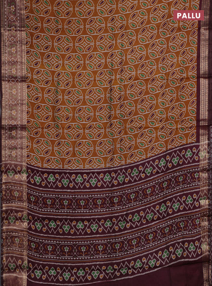 Mustard Yellow & Maroon Semi Maheshwari Cotton Saree