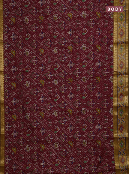 Maroon & Mustard Yellow Semi Maheshwari Cotton Saree