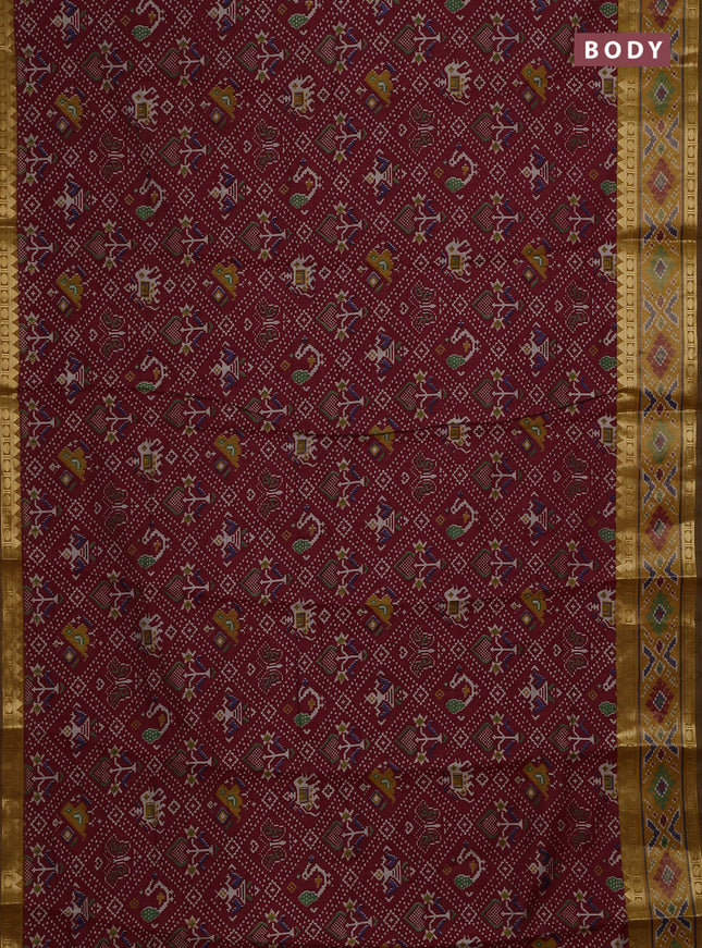 Maroon & Mustard Yellow Semi Maheshwari Cotton Saree