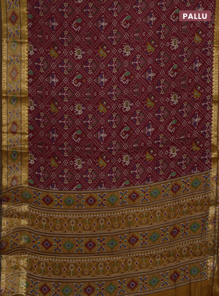 Maroon & Mustard Yellow Semi Maheshwari Cotton Saree