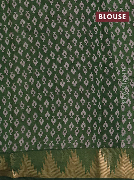 Brown & Green Semi Maheshwari Cotton Saree