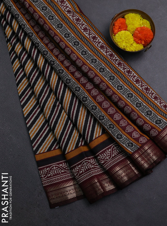 Multi Colour & Maroon Semi Maheshwari Cotton Saree
