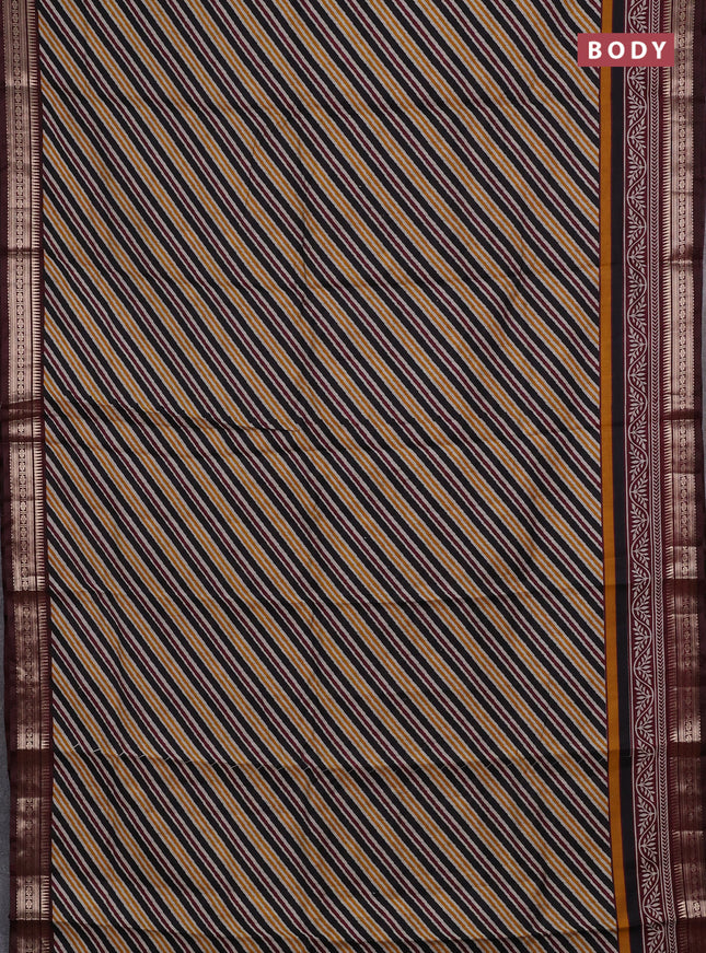 Multi Colour & Maroon Semi Maheshwari Cotton Saree