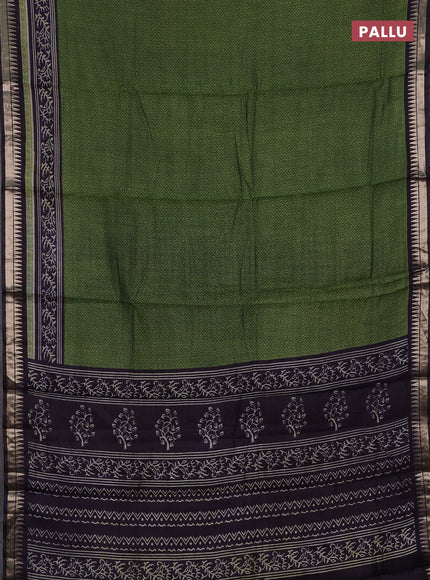 Green & Navy Blue Semi Maheshwari Cotton Saree