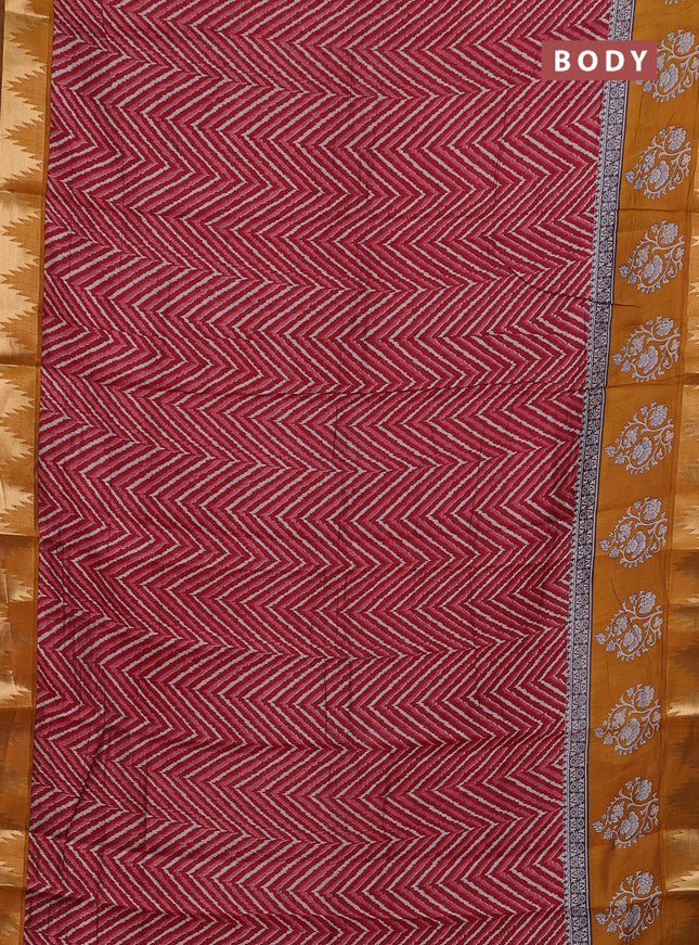 Red & Mustard Yellow Semi Maheshwari Cotton Saree
