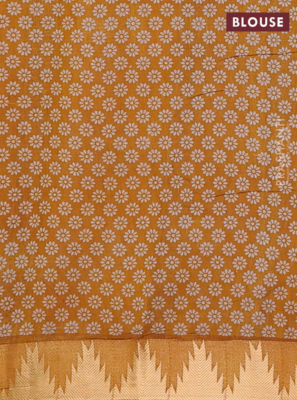 Red & Mustard Yellow Semi Maheshwari Cotton Saree