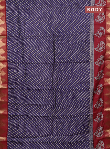 Blue & Maroon Semi Maheshwari Cotton Saree
