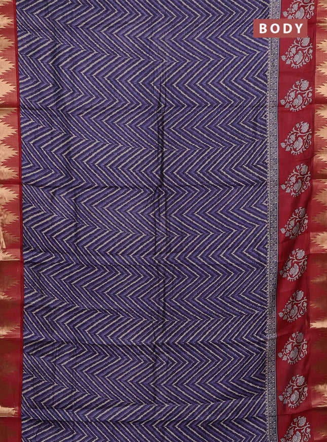 Blue & Maroon Semi Maheshwari Cotton Saree